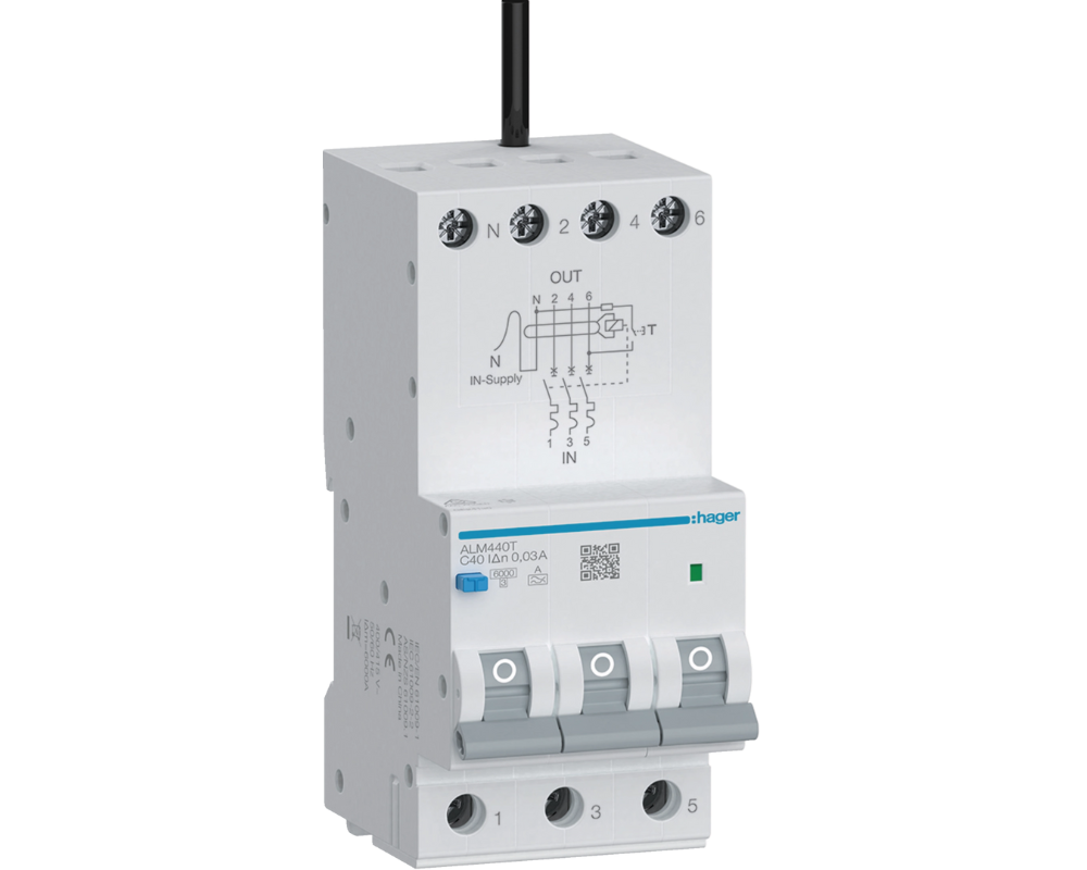 Hager ALM440T | RCBO ELE 3M 3P+N 6KA C-40A 30MA A